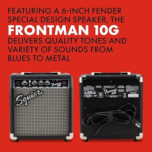Miniatura 6 de Squier Sonic Stratocaster - Paquete de guitarra eléctrica, negro, diapasón de arce, con bolsa de concierto, amplificador de 10 G y accesorios