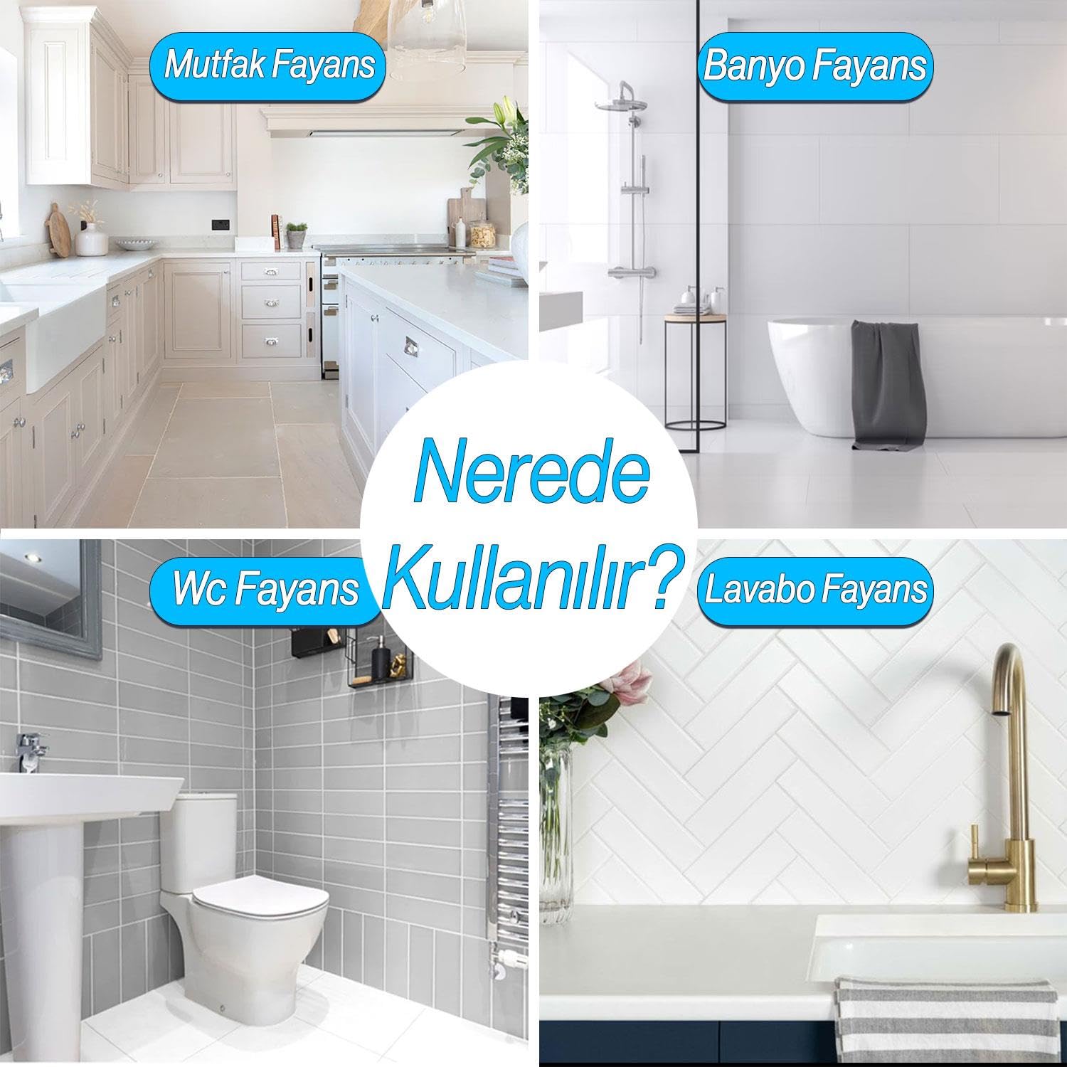 Badem10 4 Adet Beyaz Derz Kalemi Hızlı Kuruyan Yedek Uç Su Bazlı Kokusuz Derz Dolgu Fayans Yenileme Boyası