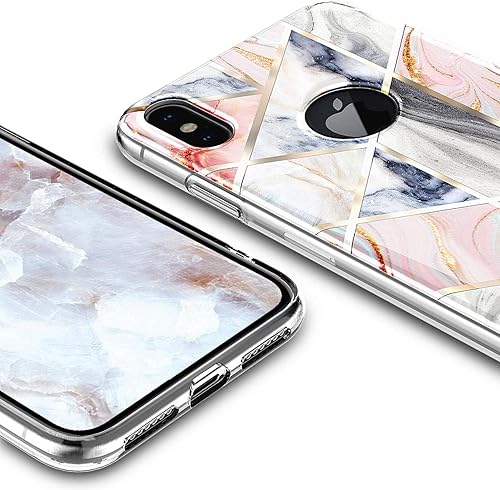 Miniatura 3 de Funda diseñada para iPhone XR, oro rosa, con protector de pantalla de vidrio templado, funda protectora ultradelgada y brillante