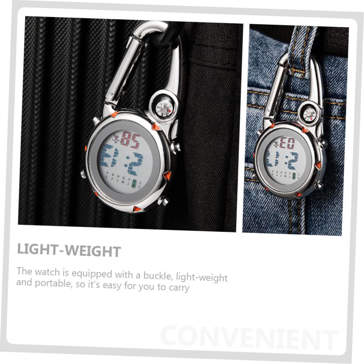 Gatuida 4stücke Multifunktionale Taschenuhr Mit Karabinerhaken Wetterfeste Metalluhr Mit Kompass Für Outdoor-aktivitäten Leuchtende Pocket Watch