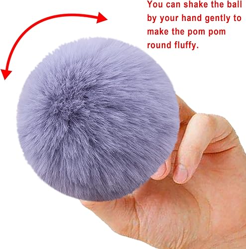 Miniatura 4 de BQTQ 20 pompones de piel sintética para manualidades, pompón esponjoso con lazo elástico para sombreros, llaveros, bufandas, guantes, bolsas,