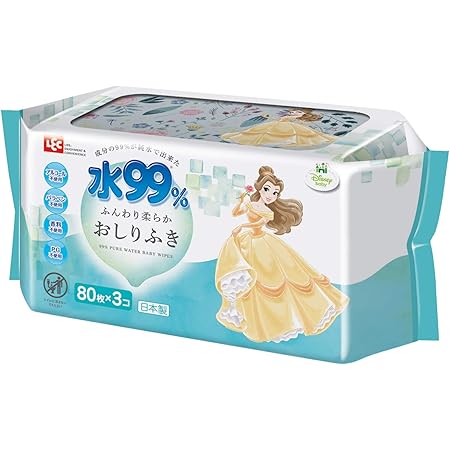 Amazon ディズニー 純水99 おしりふき ふんわりタイプ 80枚 3個 ディズニープリンセス ベル 日本製 純水ベビーケア ドラッグストア