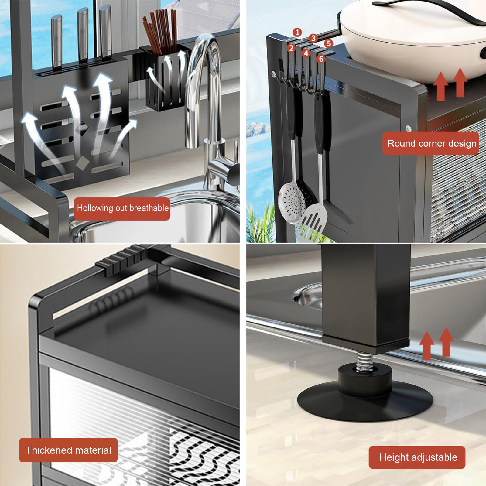 Abtropfgestell aus Edelstahl mit 2 Etagen, mit Klapptür für Teller, Schüsseln und Utensilien, platzsparendes Design, langlebig und stabil.
