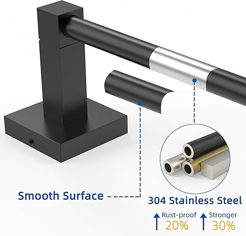 Miniatura 5 de RUACQ Toallero de 24 pulgadas, toalleros para baño, toallero de acero inoxidable 304 montado en la pared, barra de toalla resistente para decoración