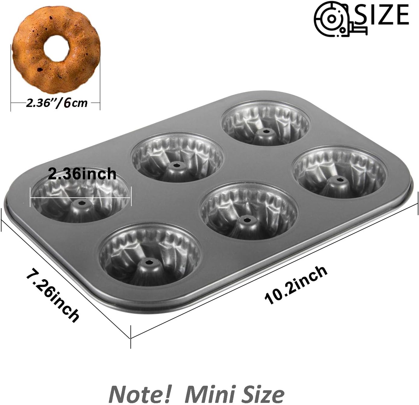 Mini Bundt Pans, OAMCEG 2 Pack 6-Cavity Mini Fluted Tube Cake Pans Non-Stick Donut Pans, High-grade Carbon Steel Bundt Pans for Baking, Bagels Doughnuts Biscuit Cake Baking Tray Maker Pan