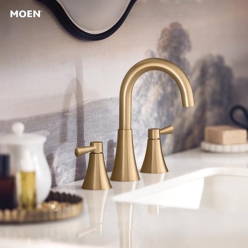 Miniatura 2 de Moen Ronan 84023BZG - Grifo de baño moderno ajustable de dos manijas de oro broncado, válvula incluida, 84023BZG