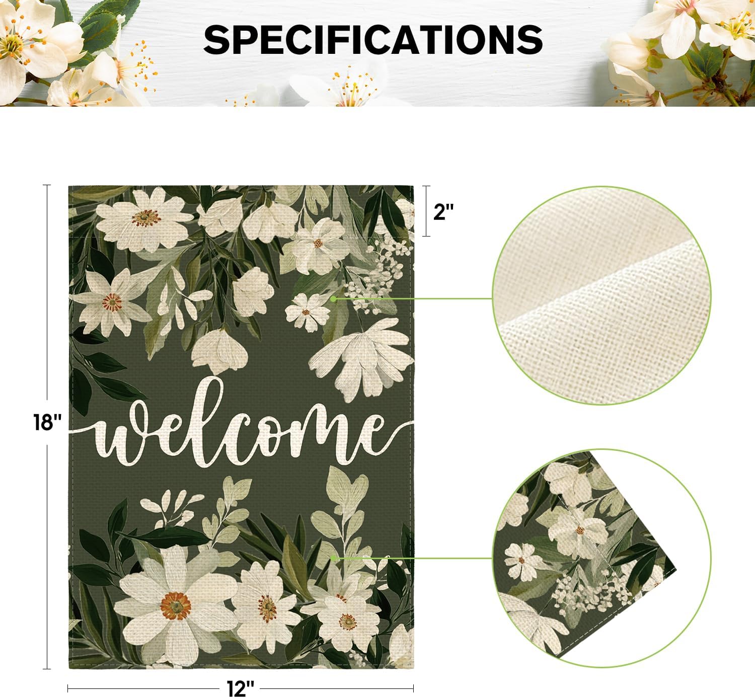 AVOIN colorlife Daisy Spring Flowers Garden Flag 12x18 Inch Double Sided Outside, Seasonal Floral Welcome Yard Outdoor Flag - Image 5