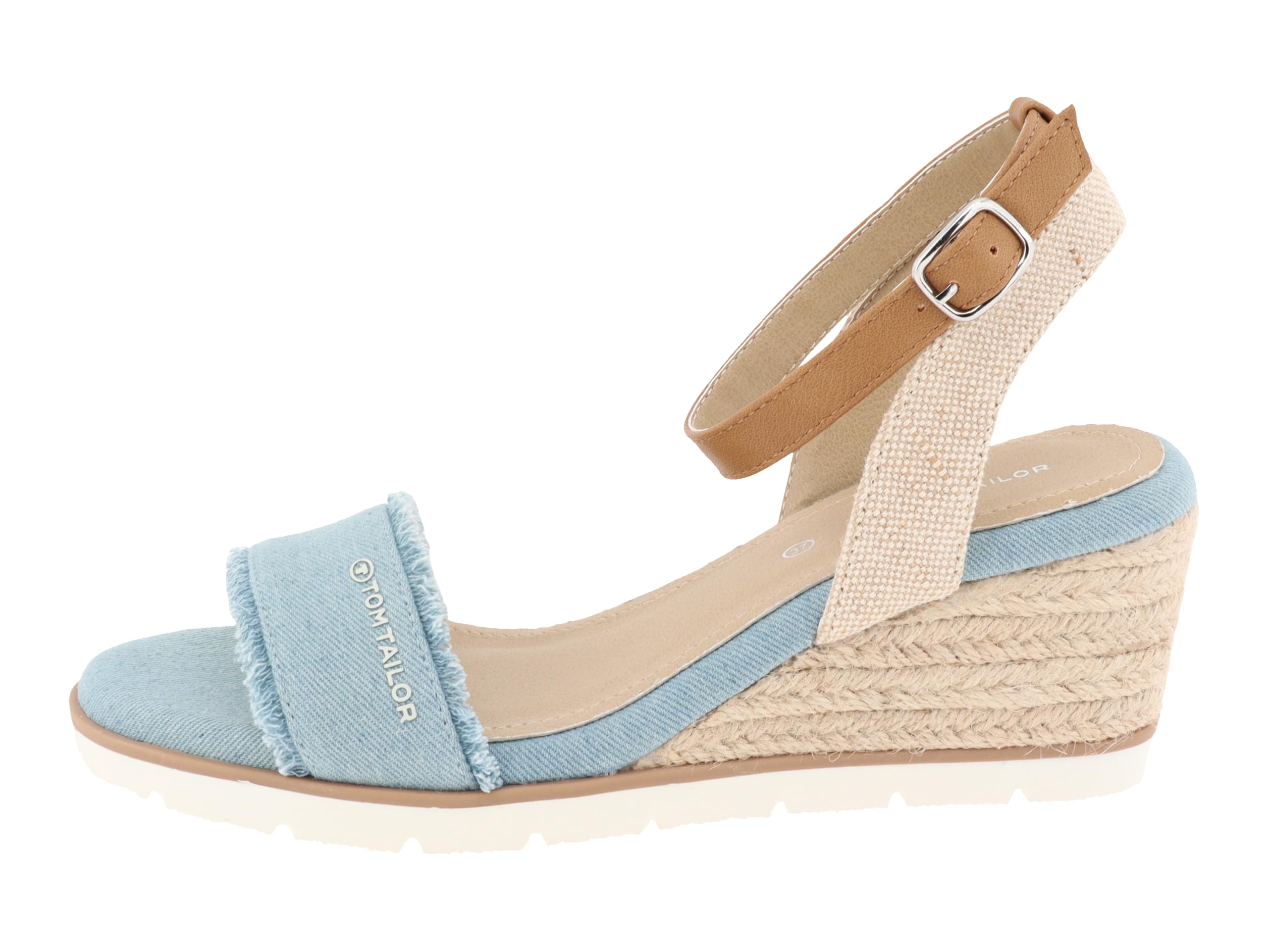 TOM TAILOR Women's 5390040017 Wedge Sandals, Sky, 38 EU, Sky, 6 UK