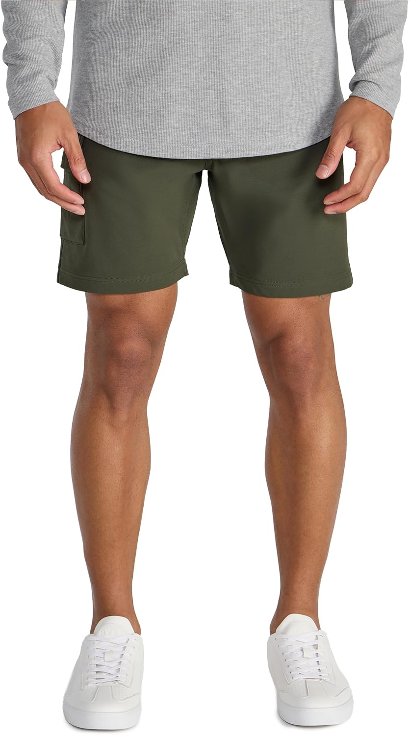 BYLT Basics Ripstop Short for Men - Cargo Pocket, Elastic Drawcord Waist, Stretch Nylon Fabric, 7.5" Inseam, Outdoor & Casual