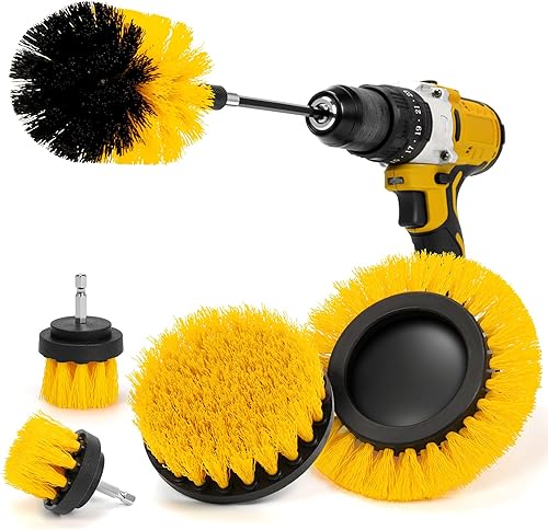 Miniatura 1 de AstroAI Juego de 6 accesorios de cepillo de taladro con extensión para detalles de automóviles, superficies de baño, cocina, ducha, ruedas de