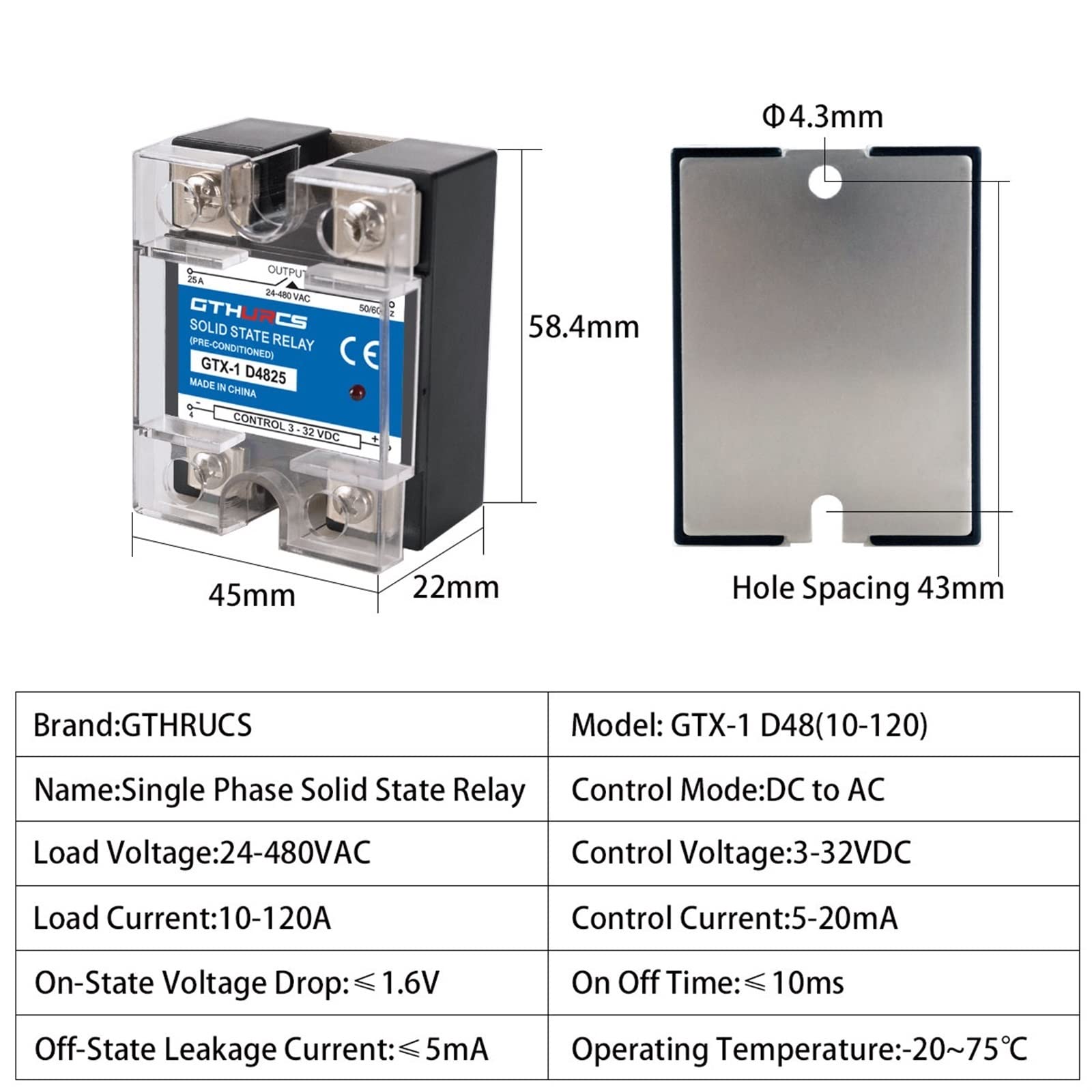 Relé de Estado sólido SSR 10 A a 120 A DA AA DD Monofásico Control CC CA 3-32 VCC 220 V 25 40 CC-CA A A A(AA(AC-AC),25A)