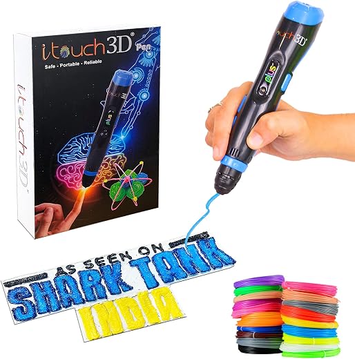 WOL3D I Touch Plus 3D Pen with 20 in 1 (10 M) PLA Filaments for 3D Printing with Speed Control, Advanced Temperature Regul...