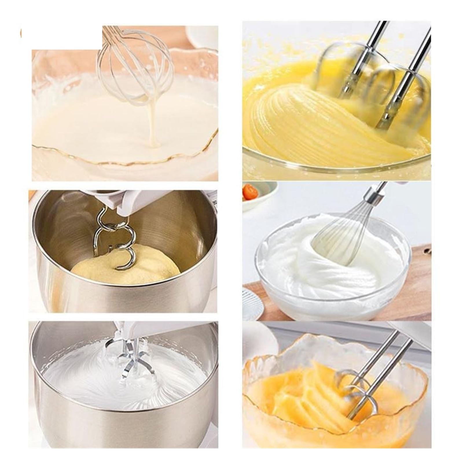 Batidor de huevos acero inoxidable, gancho agitador, mezclador cocina multifunción for hornear y cocinar(B 1pcs)