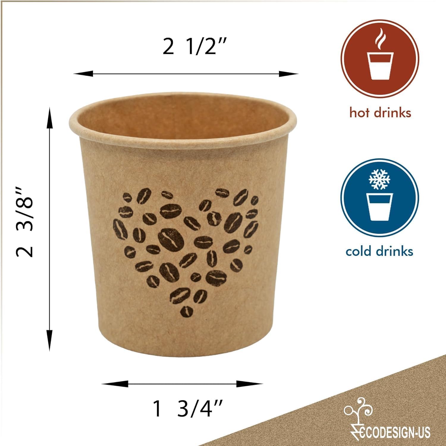 4 Oz Espresso Cups - Kraft 100 Pack - Disposable Paper Cups image 3