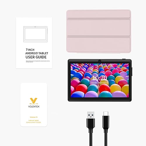 Miniatura 7 de VOLENTEX Tablet de 7 pulgadas, Quad Core Android 13, 32GB ROM, WiFi, Bluetooth, cámara dual, PC USB C, pantalla táctil IPS HD de 7 pulgadas (rosa)