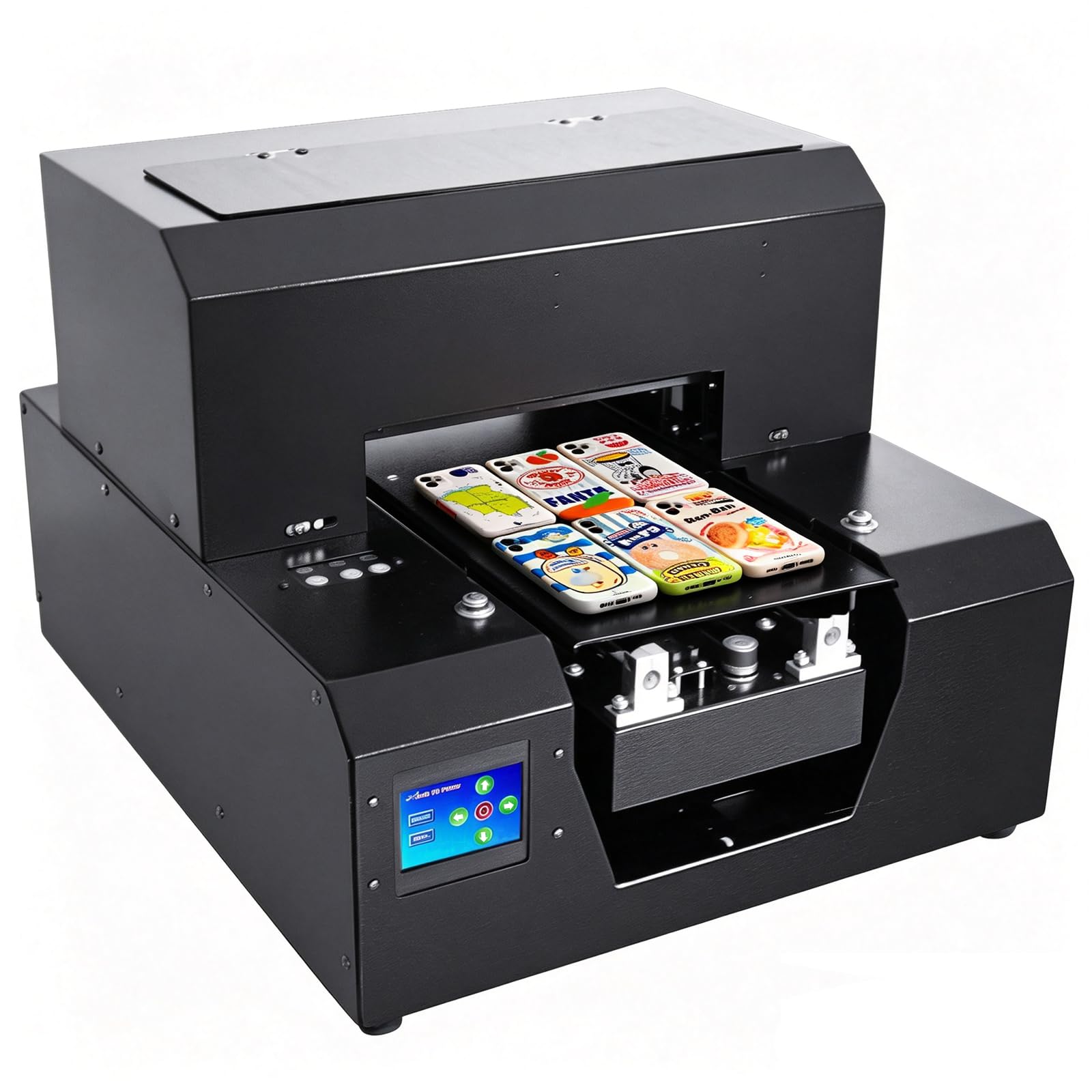 A4 UV Printer Machine, 100% Transfer Rate UV Flatbed Printer with White Ink Circulation System, Support Emboss Printing, for Phone Case Acrylic Wood Glass Metal Leather