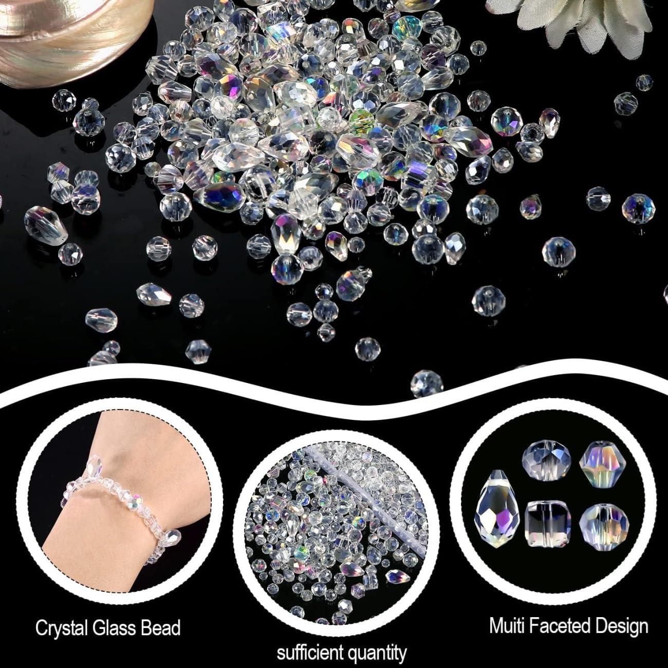 Lot De 300 Perles Rondes Plates à Facettes En Cristal Autrichien De 8 Mm, Perles En Verre, Accessoires De Fabrication De Bijoux Pour Femmes, Loisirs Créatifs (8 Mm, 300 Pièces Mélange AB