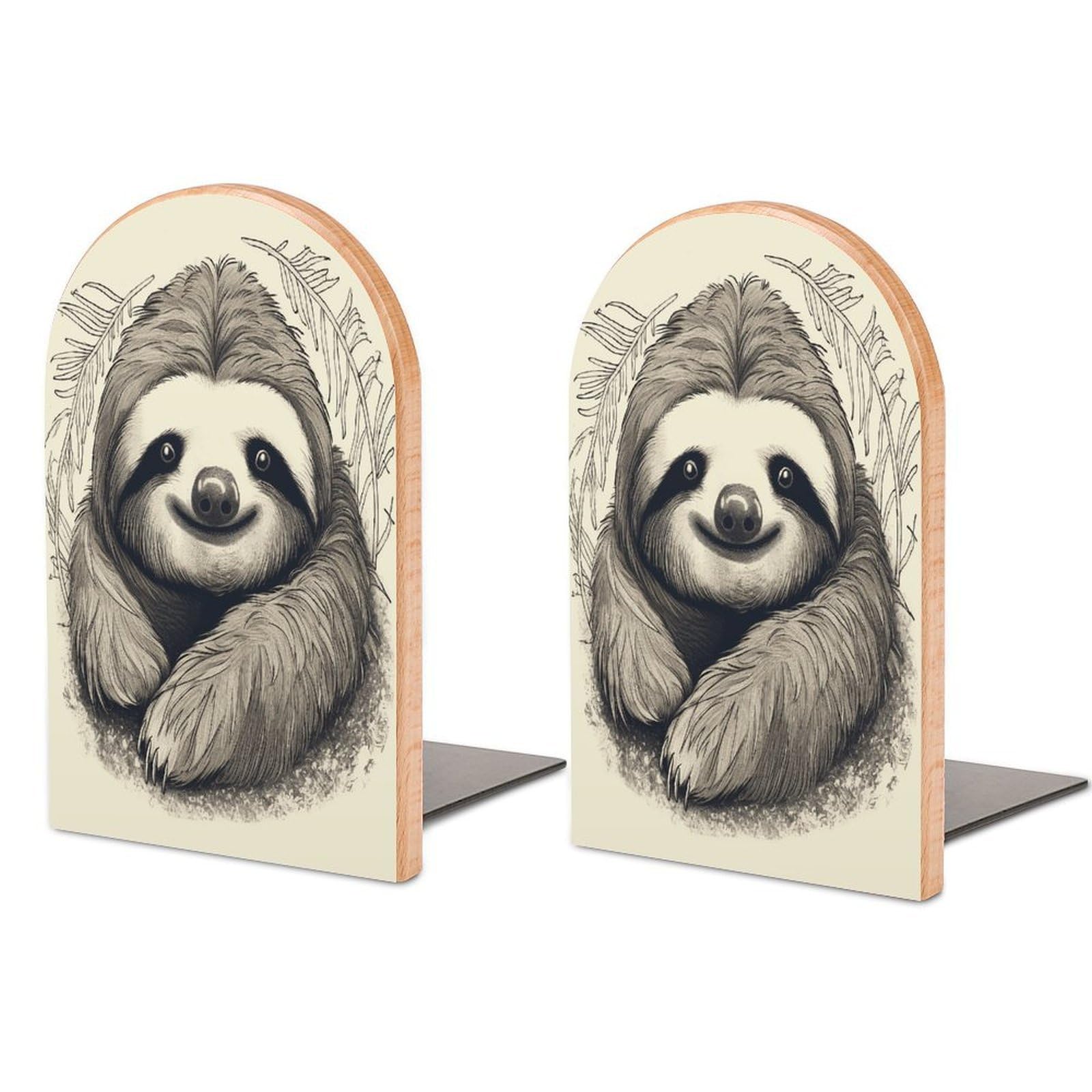 Evite la caída de libros con el sujetalibros de madera resistente universal Sloth My Spirit