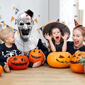 Terrifier Art the Clown Mask, Halloween Clown Mask, Fun Horror Adults Masks, Adult Latex Terrifying Scary clown masks for Halloween Party Full Head Costume Props
