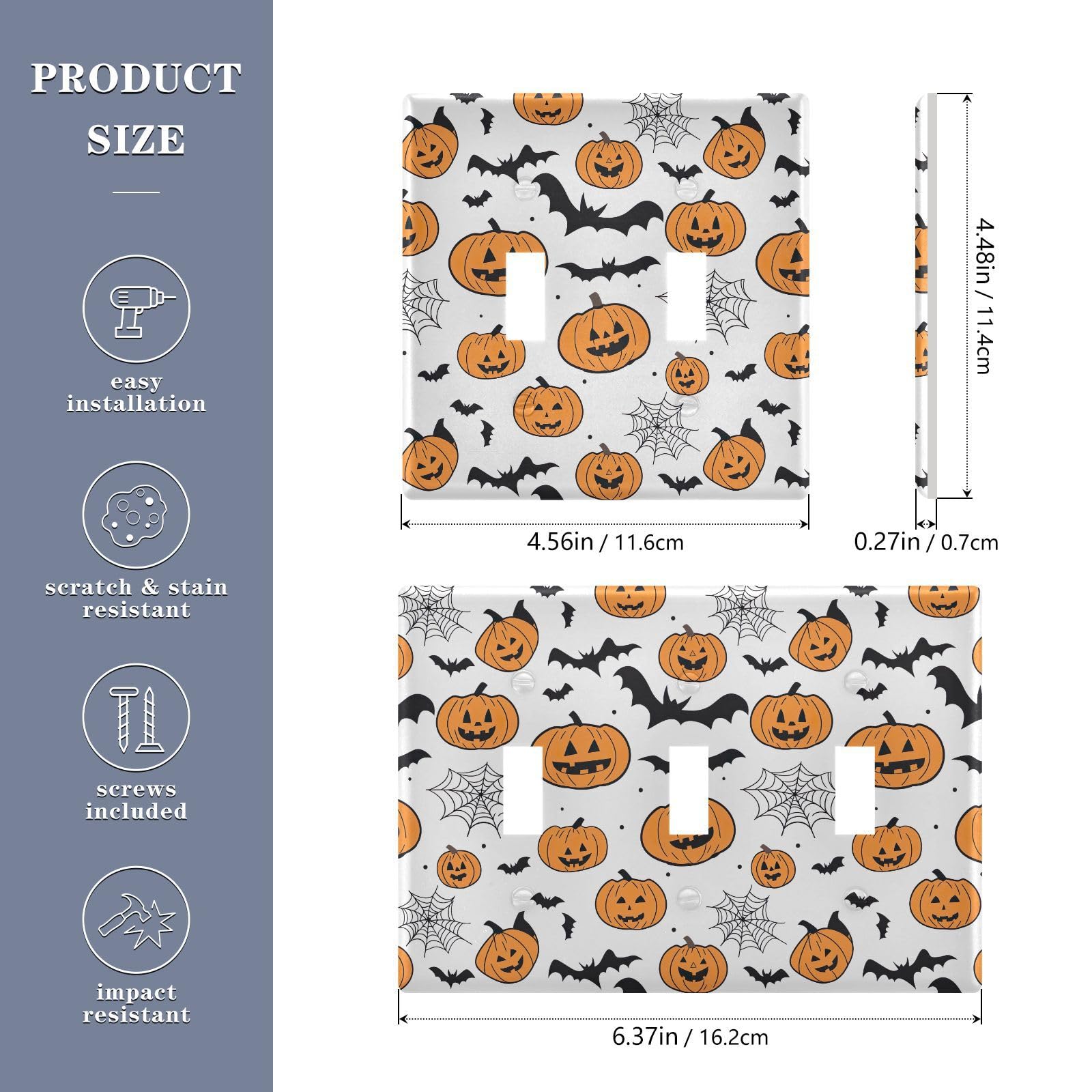 UMIRIKO Halloween Pumpkin Bats Light Switch Cover Plate Covers Decorative Double Toggle Home Decor 202b7185