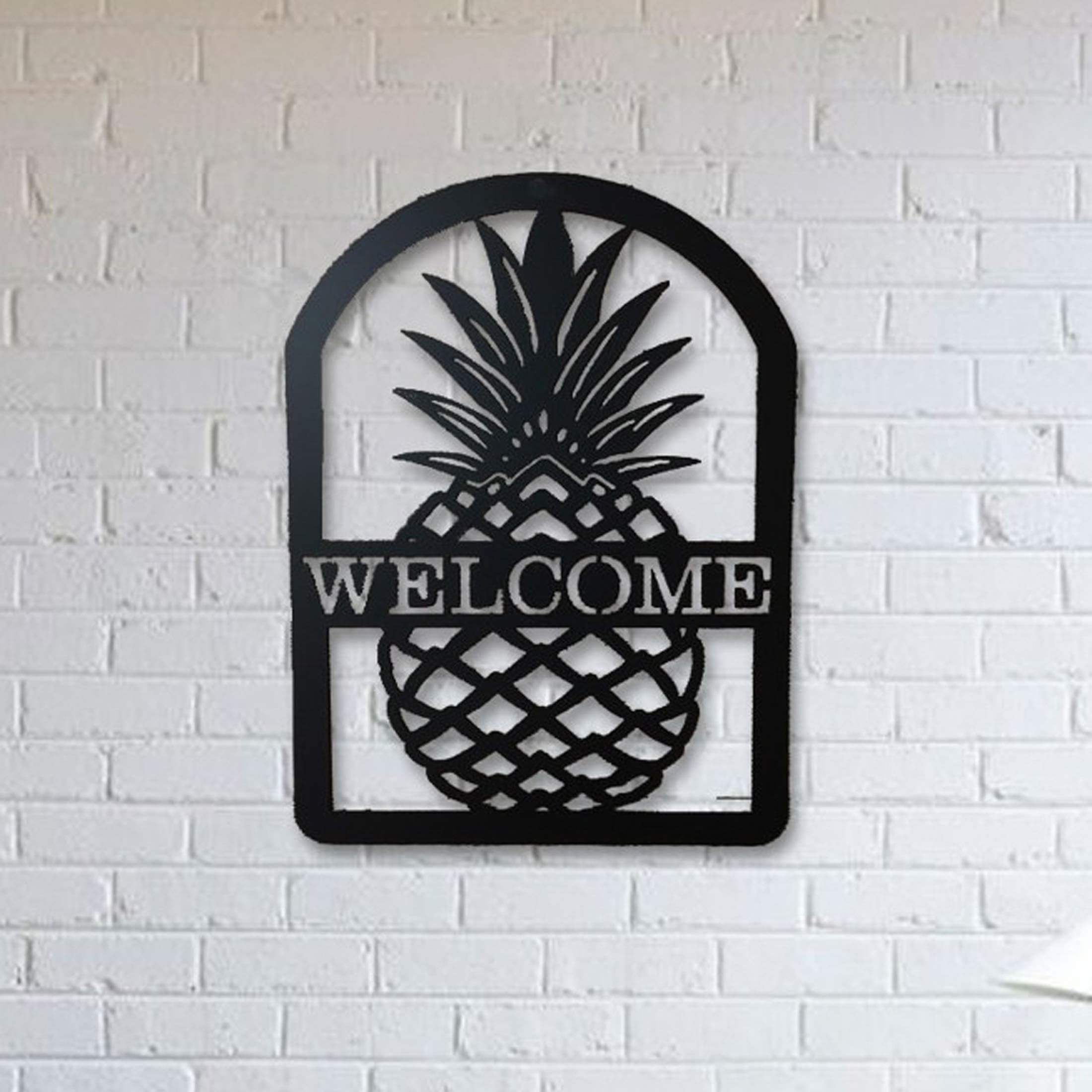 Mitansh The 3D Wall Art PINEAPPLE WELCOME DESIGN TYPOGRAPHY WALL ART 123(Black) Suitable for Living Room,Foyer,Bedroom,Hallway