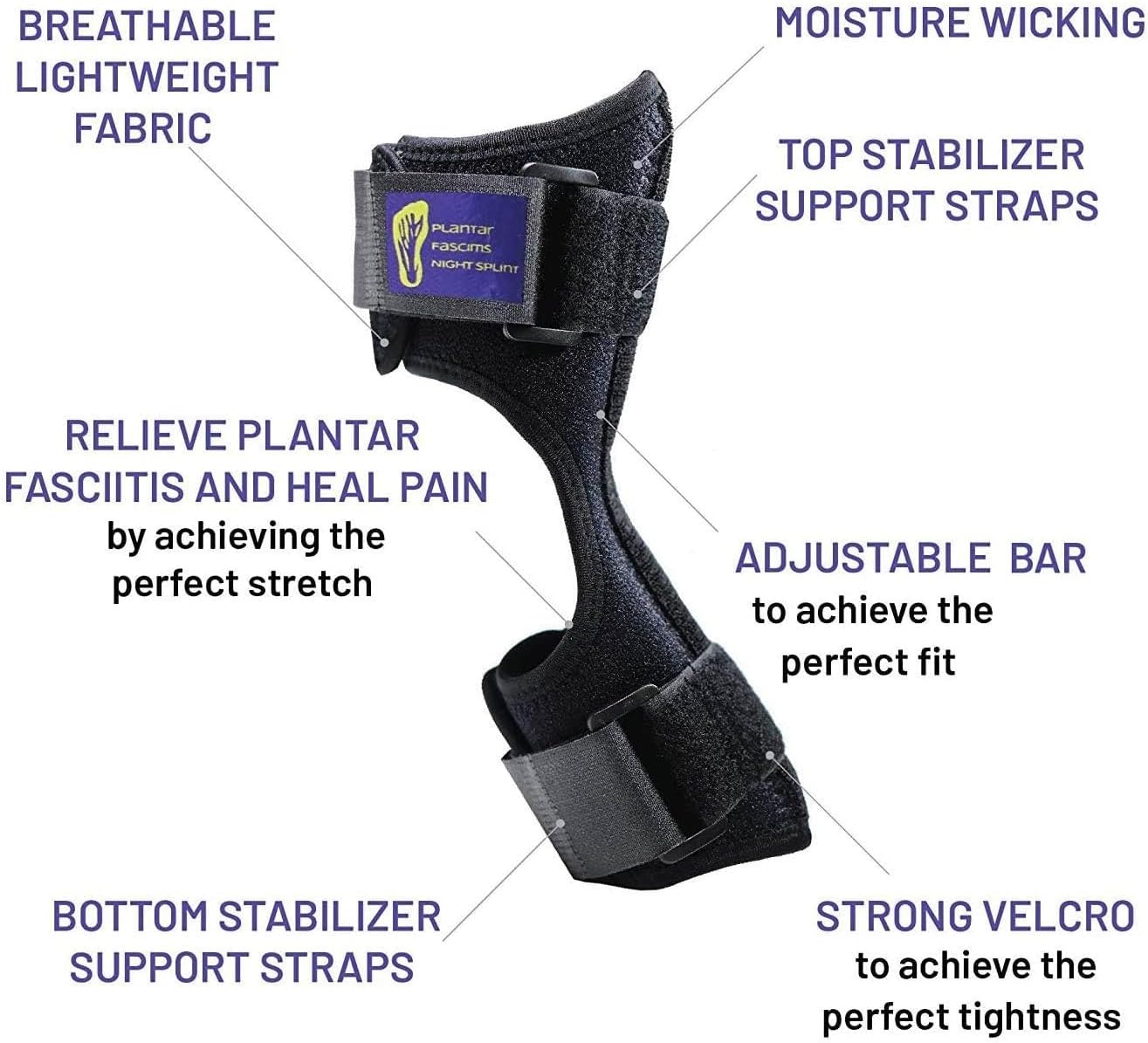 Everyday Medical Plantar Fasciitis Night Splint Brace for Plantar Fasciitis Pain Relief I Dorsal Foot Stretching Support for Achilles Tendonitis, Heel Pain, Plantar Fascia, Drop Foot -Men & Women