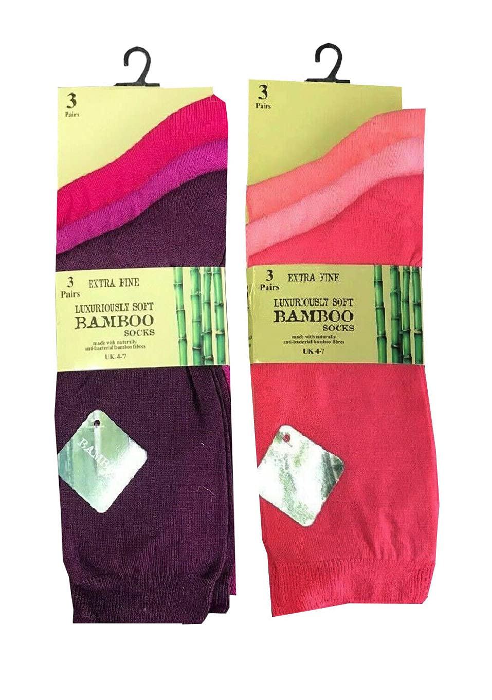 Mirha Women's Bright Assorted Anti Bacterial Extra Fine Soft Grip Bamboo Socks 6 Pairs Uk Size 4-7 (Bright Assorted)