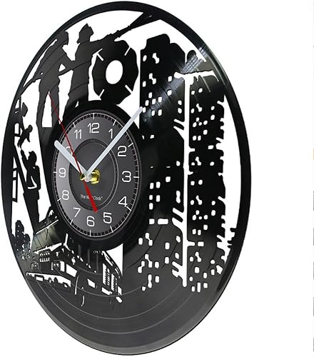 Miniatura 3 de Reloj de pared de 11.8 in, estación de bomberos, departamento de bomberos, reloj de disco de vinilo, reloj de arte de primera respuesta de