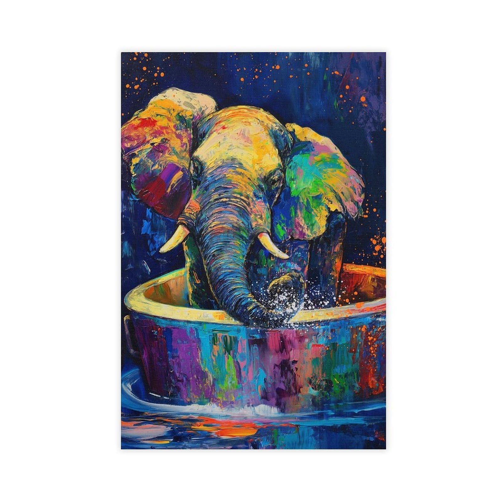 Bareronor Watercolour Elephant Poster Canvas Poster Bedroom Decor Landscape Office Room Decor Gift 24" L X 36" W