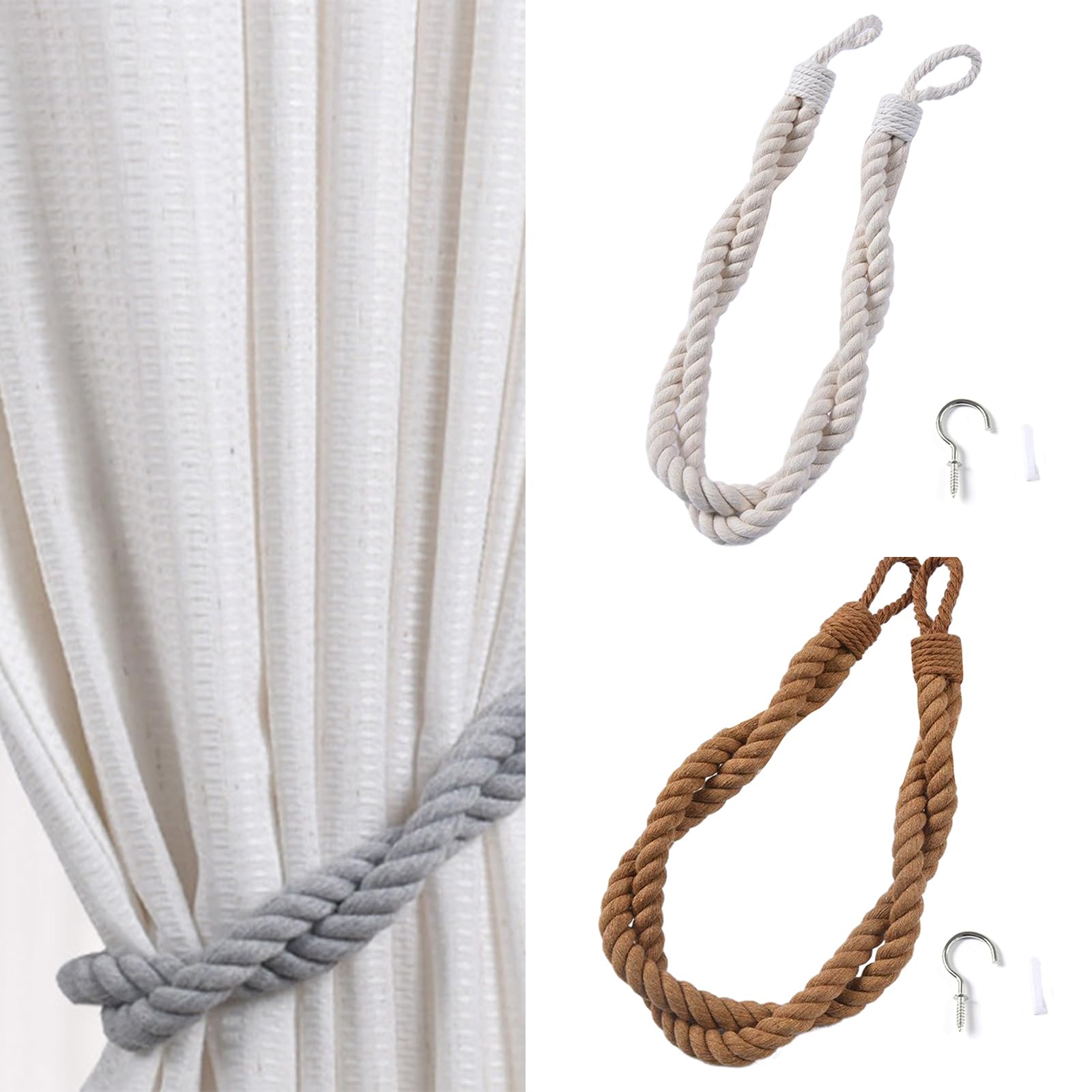 QINGZY Embrasse pour Rideaux, Lot de 4, 100cm Embrasses