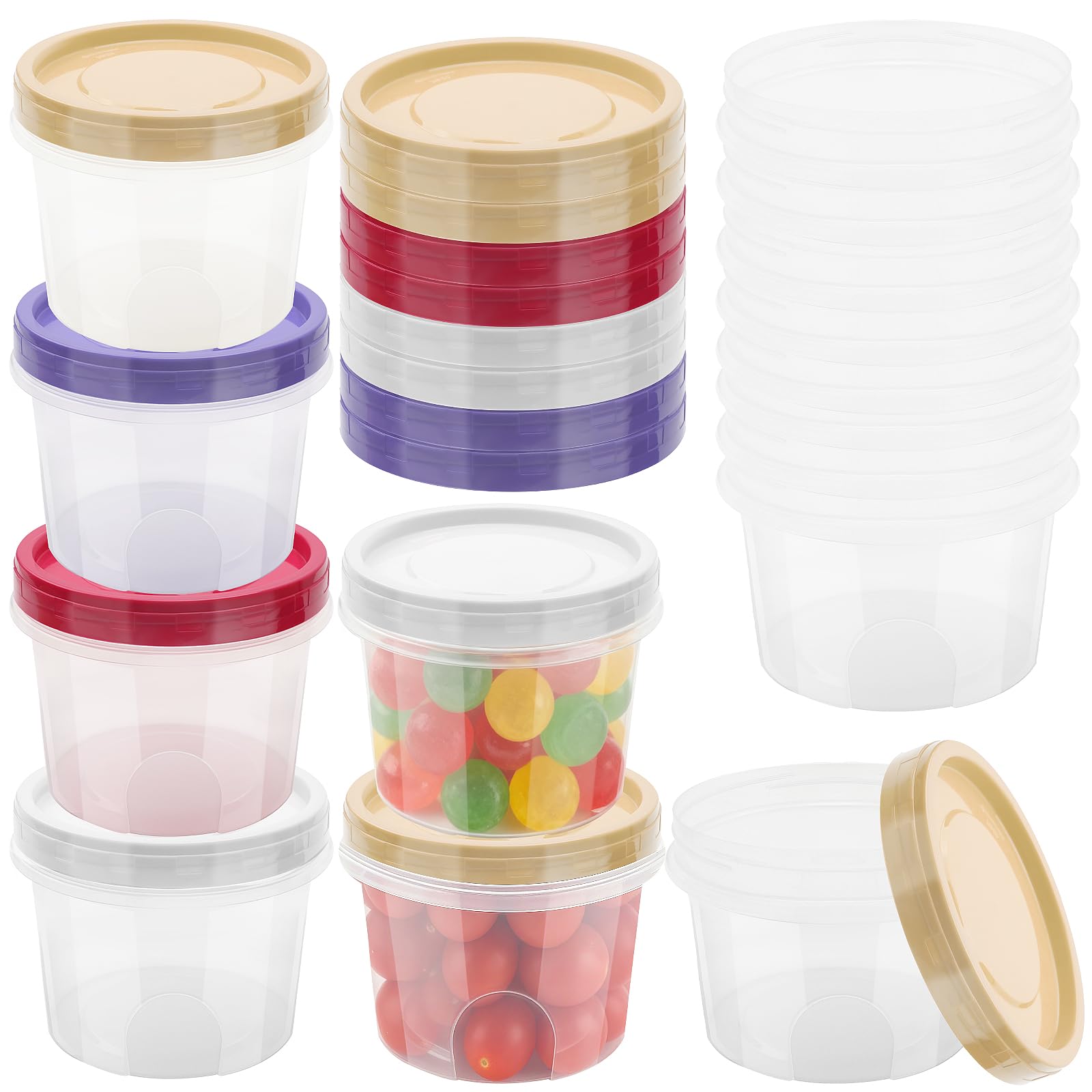 Mssushi 12pcs Soup Storage Containers with Lids 500ml/16OZ, Plastic Food Containers Reusable, Meal Prep and Takeaway Food Storage, Leakproof Deli Snack Pots