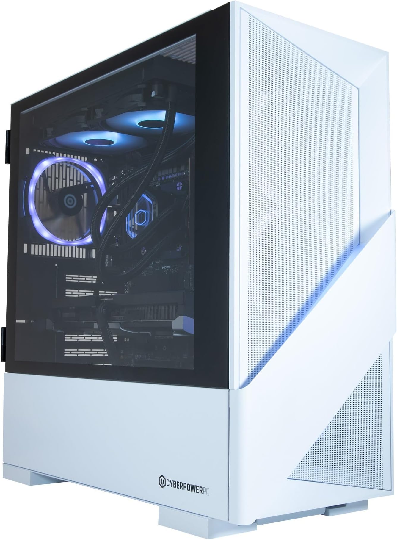 CyberPowerPC Luxe Gaming PC - AMD Ryzen 7 9800X3D, Nvidia RTX 5060 Ti, 32GB RAM, 2TB NVMe SSD, 650W PSU, Windows 11, Liquid Cooling, Amethyst 360M Airflow White
