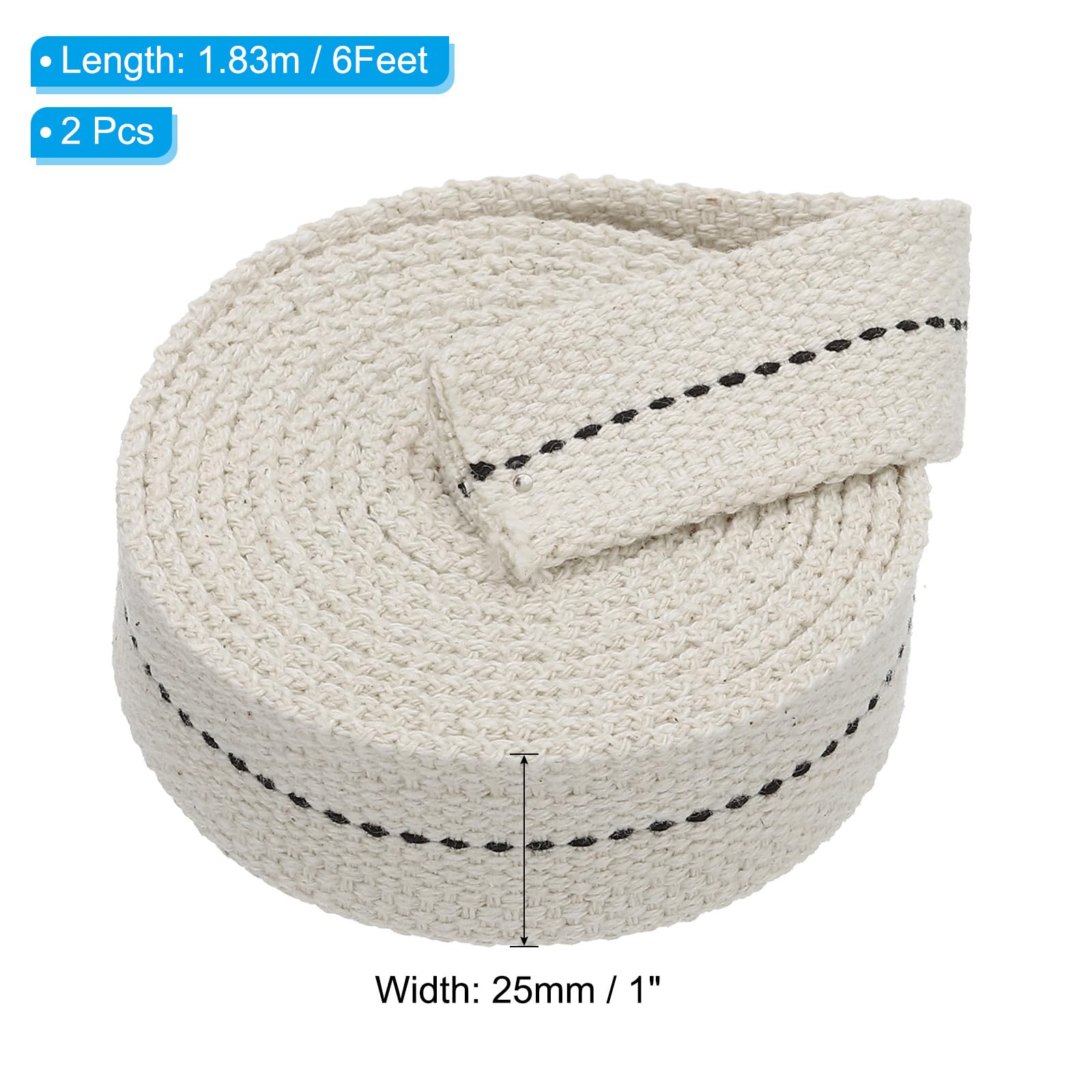PATIKIL 1" Wide 6 Feet 100% Cotton Flat Wick, 2 Rolls Oil Lamp Wicks with Black Stitch for Kerosene Lamp Lantern Oil Burner - Image 2