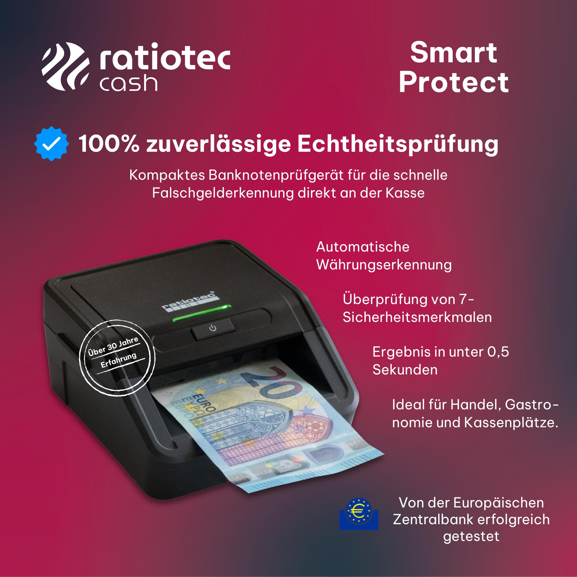 DETECTOR DE BILLETES FALSOS RATIOTEC SMART PROTECT