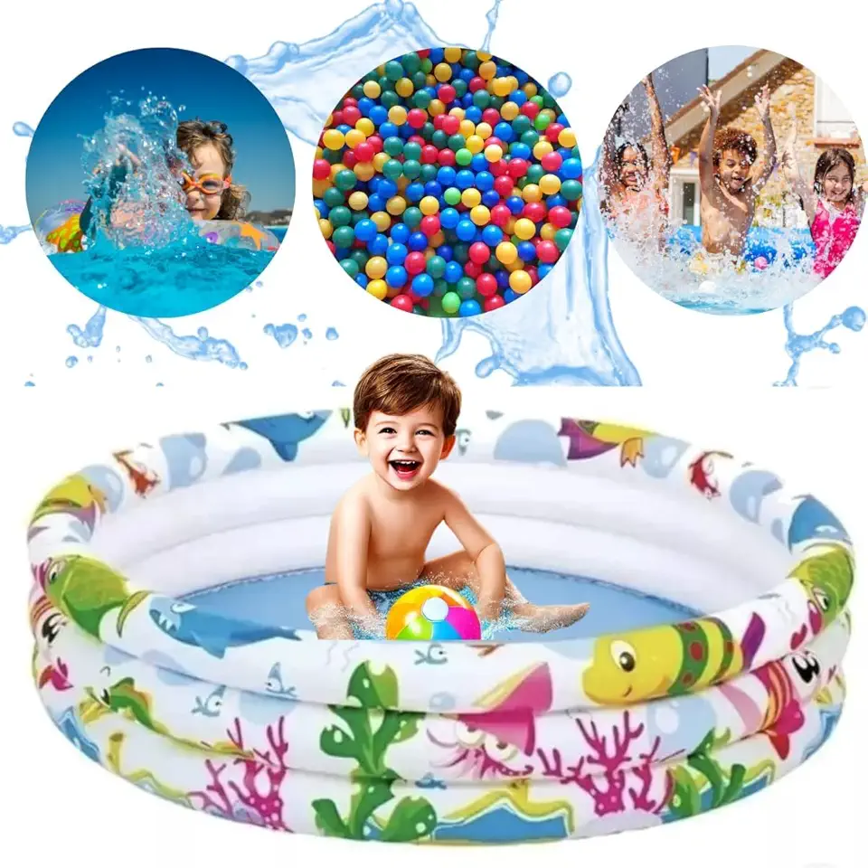 Piscina Inflável Infantil 180L Redonda com Fundo do Mar - Ideal para C