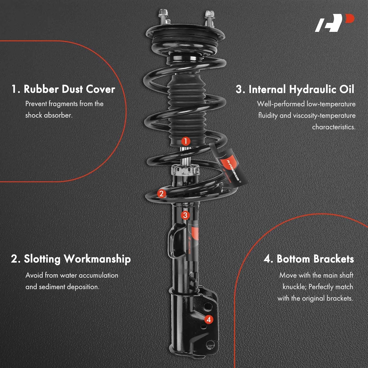 A-Premium Front and Rear Shocks and Struts Compatible with Ford Explorer [3.5L] 2013-2019, AWD/4WD - 2x Replacement Suspension Shock Absorber Strut