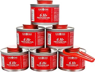 Gas One 6-Pack 6-Hour Chafing Fuel Cans with Lid Opener - Reliable Diethylene Fuel for Buffets, Catering & Parties