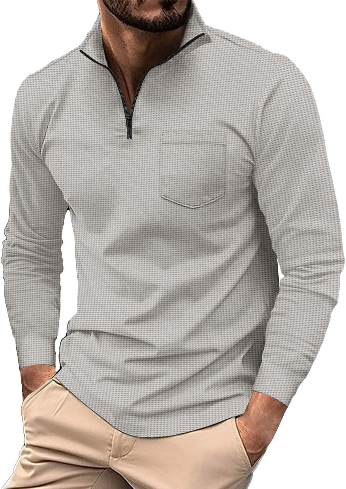 EMUKFD 1/4 Zip Pullover Mens, Slim Fit Mock Neck Basic Sweatshirt, UPF 50+ Long Sleeve Shirts, Sweatshirts for Men UK, Casual Lightweight Solid Sports Leisure Jumpers