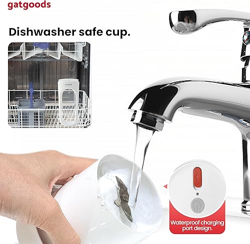 Miniatura 4 de Licuadora portátil, inalámbrica, pequeña licuadora personal de 12 onzas para batidos y batidos, recargable USB-C, 45 vatios, sin BPA y apta para