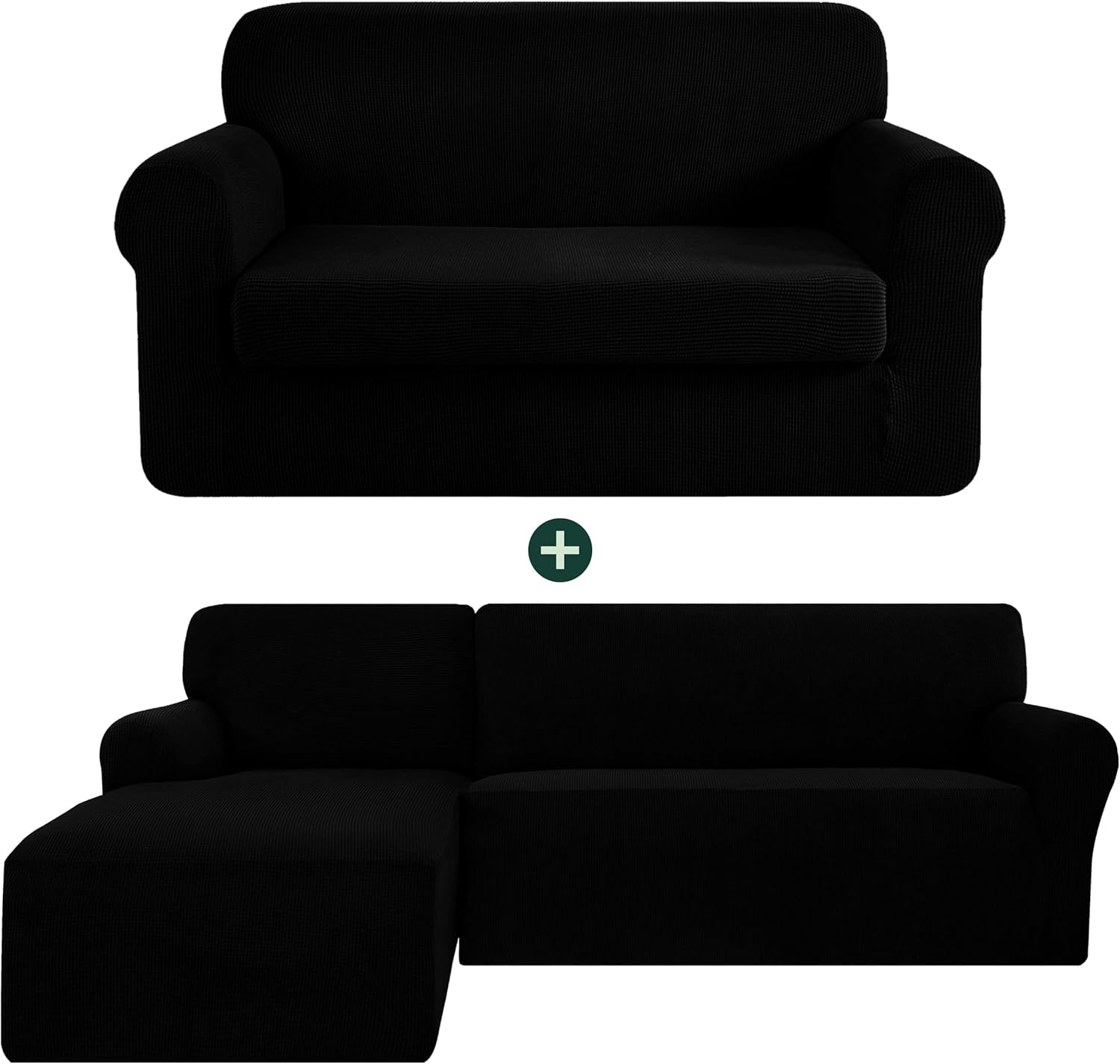 CHUN YI Funda para sofá biplaza y fundas para sofá en forma de L negro