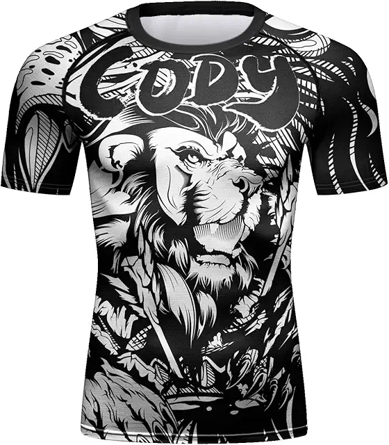 Mäns kortärmad kompressionsunderställ med krage - Sportig baslager T-shirt