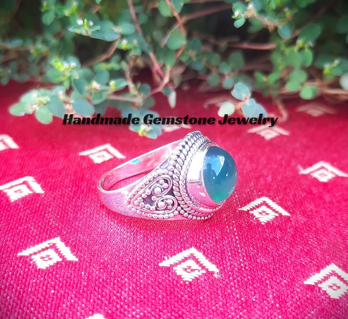 Green Onyx Ring, Statement Ring, Round Stone Ring, Antique Ring, August Birthstone Ring, Green Stone Ring, Gemstone Ring, Wedding Ring, Bohemian Ring, Gifts