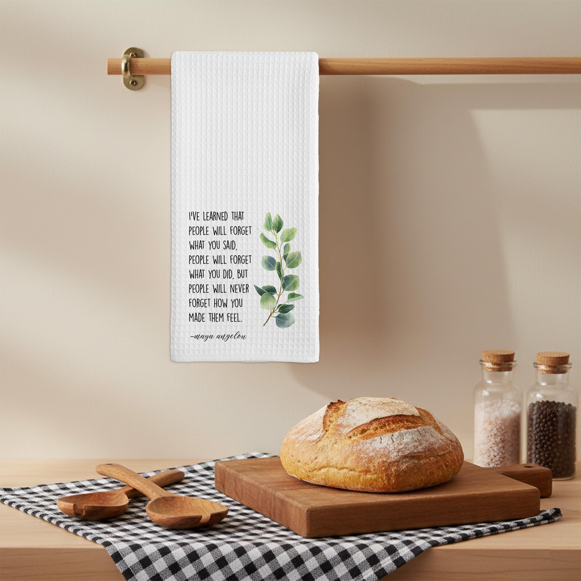 Inspirational Kitchen Hand Towel, Hostess Gift for Women, Christian Quote Waffle Weave Towel, Faith Decor Accent for Kitchen or Bathroom