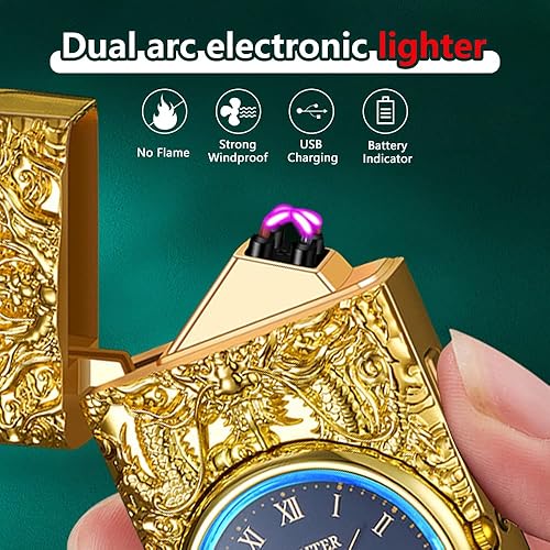 Miniatura 2 de SKRFIRE Encendedor eléctrico recargable, encendedor de esfera de reloj, encendedores de arco USB, encendedor de dragón de moda, encendedores de