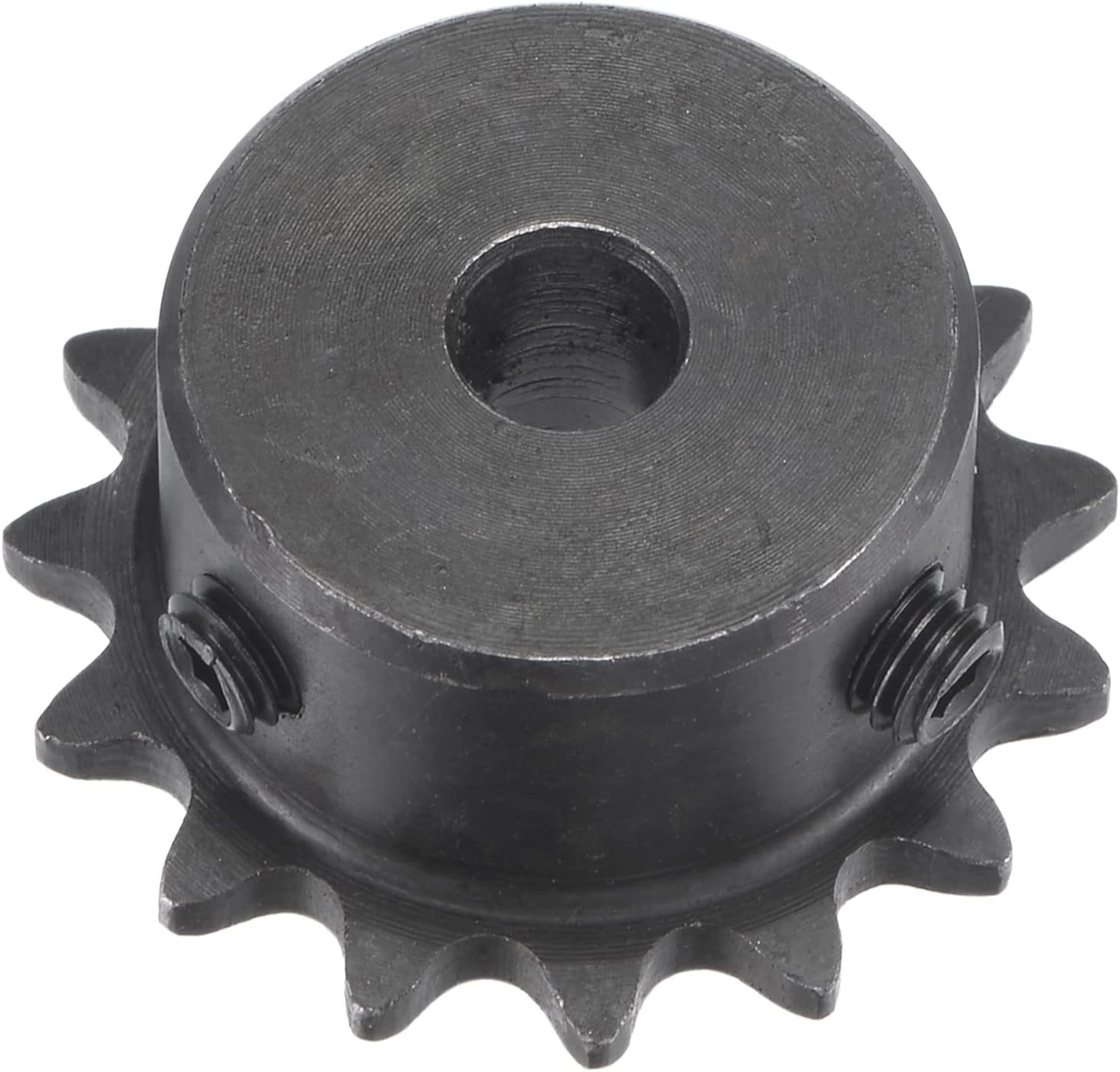 uxcell 15 Tooth Roller Sprocket B Type, #25 Chain, Single Strand 1/4" Pitch, 6.35mm Bore Black Oxide C45 Carbon Steel with Set Screws for ISO 04C