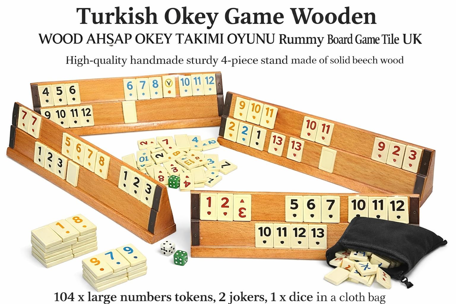 Turkish Okey Wooden Game Okey Ahsap Okey Takimi Oyunu Rummy Board