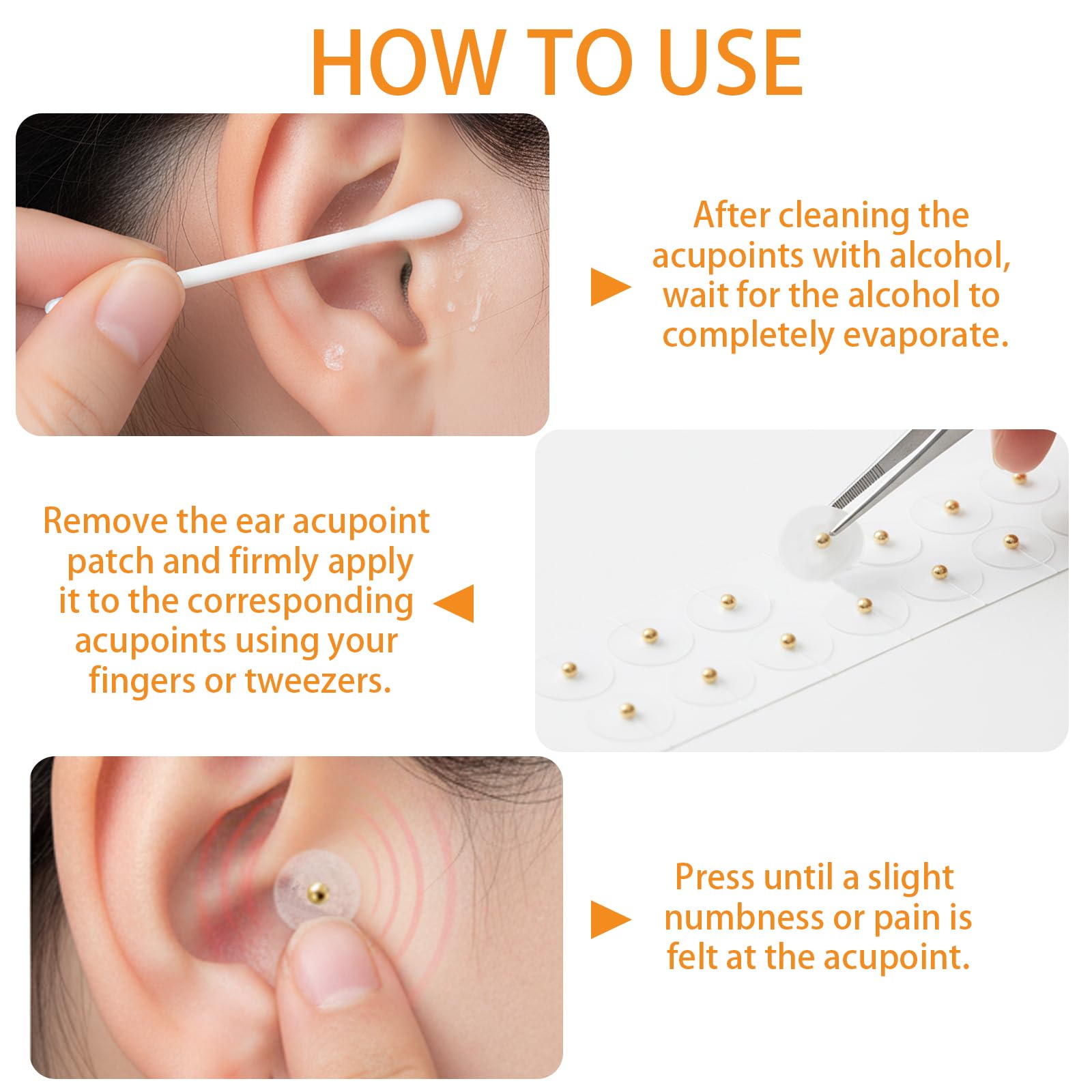 200 PCS Semi Dell'orecchio Agopuntura Auricolare Cerotti Monouso per Digitopressione Auricolare Adatto per Massaggi Di Digitopressione per Alleviare Lo Stress Terapia Multifunzionale（ Oro+Argento）