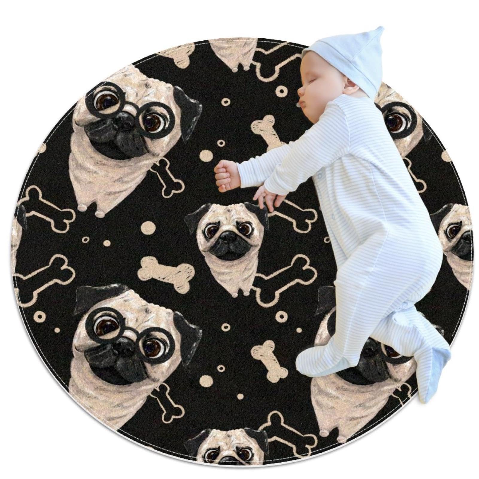 Tapis de salle de bain rond imprimé camomille chambre coucher enfant