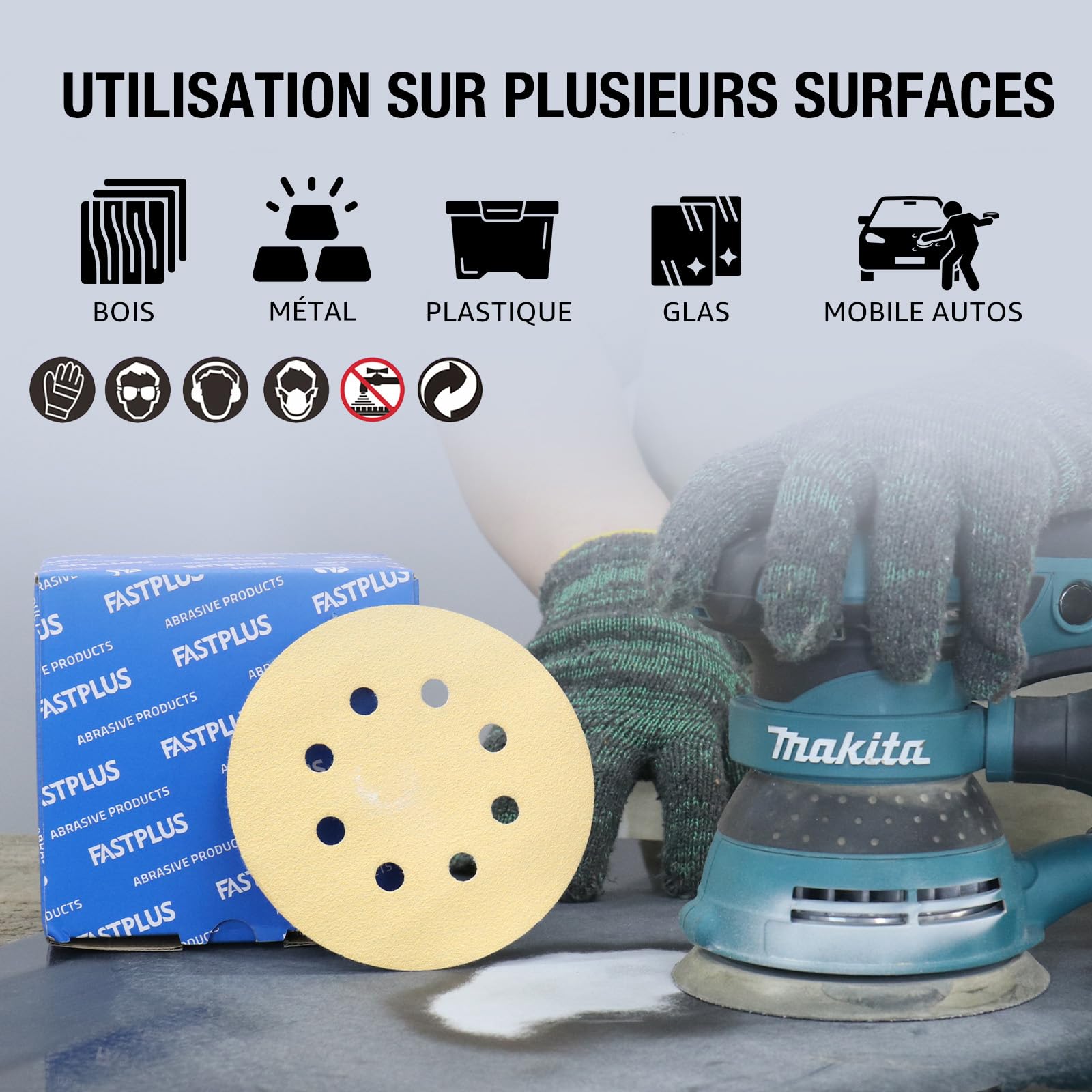 110Pcs Disque Abrasif 125mm,Disque Poncage 125mm(18 X40/60/80/100/120