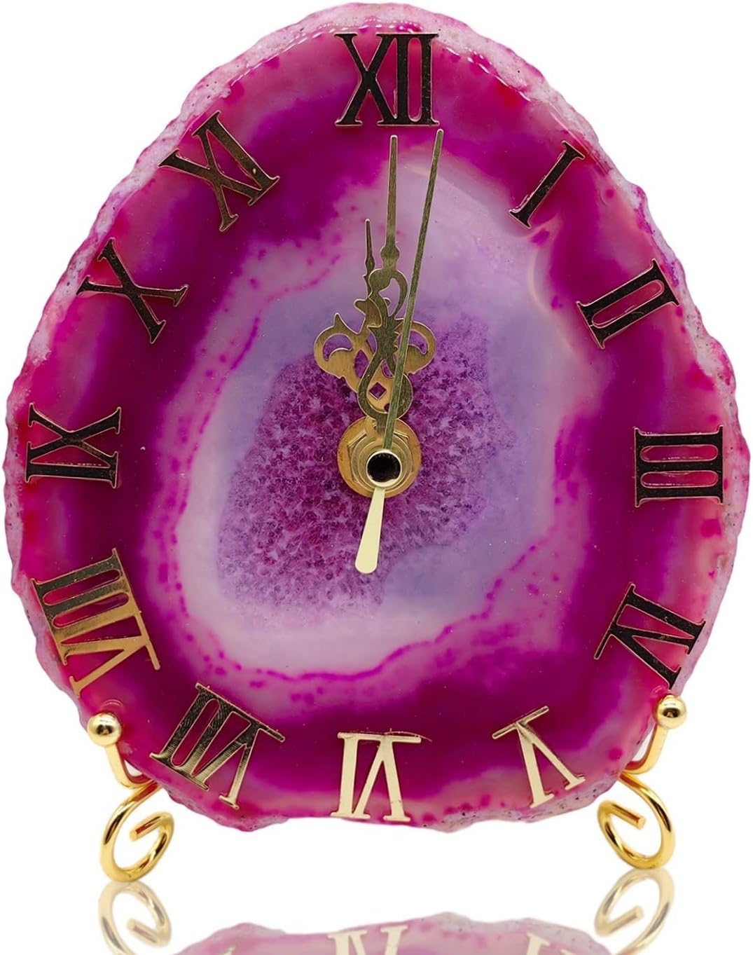 Agate Slice Clock Dyed Pink